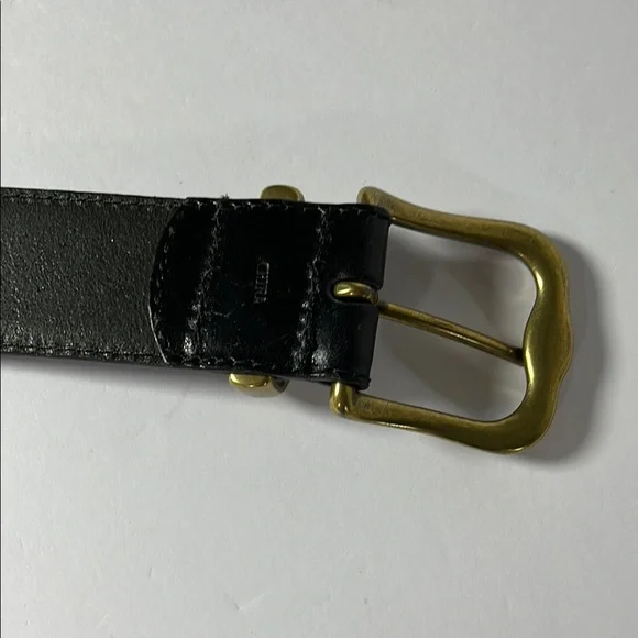 Fossil Black Leather Belt with Gold Buckle Sz L - Picture 7 of 14